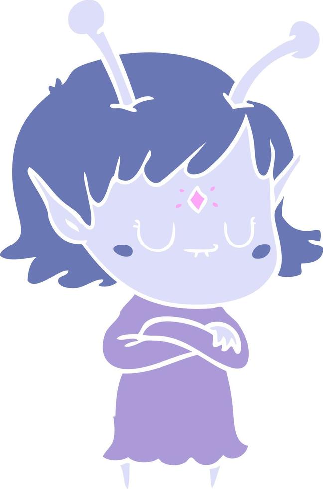 flat color style cartoon alien girl vector