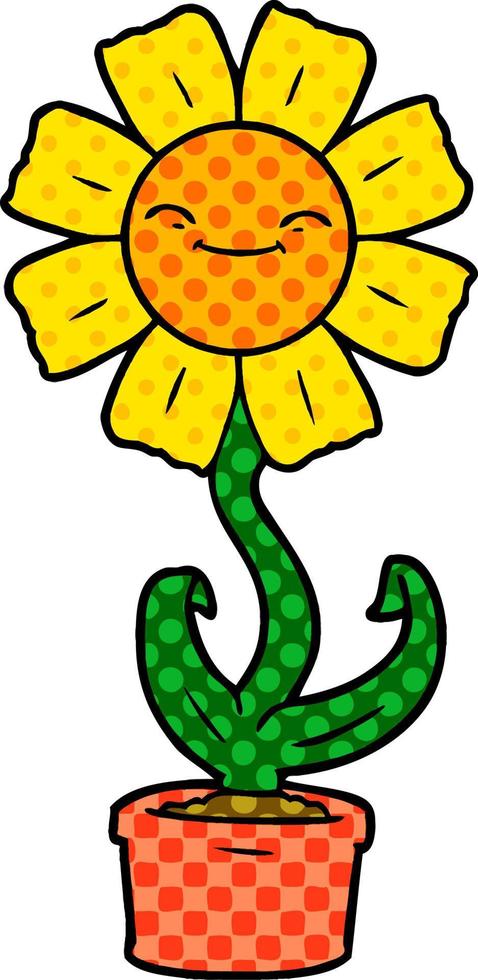 happy cartoon flower vector