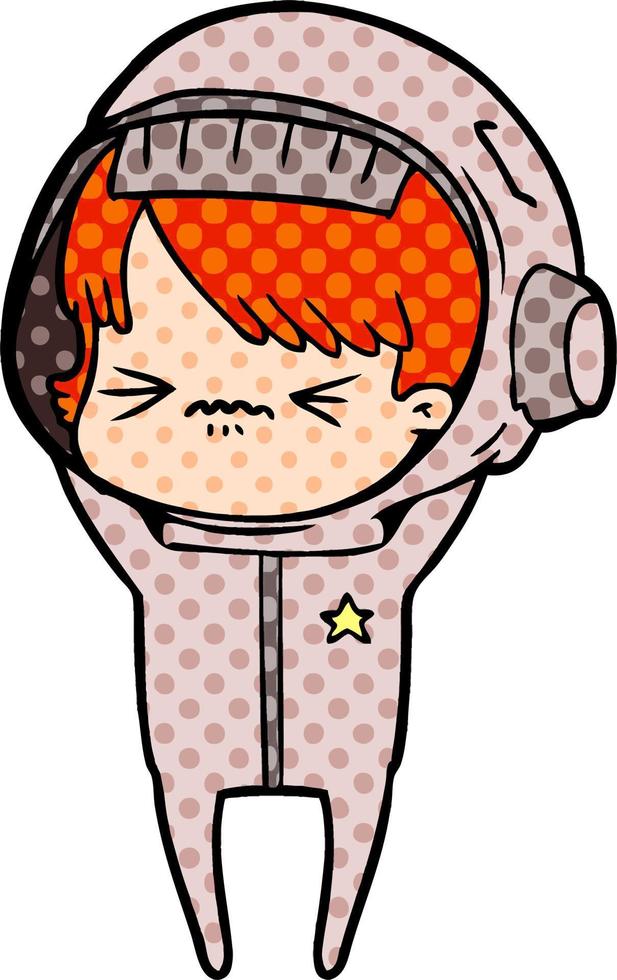angry cartoon space girl vector