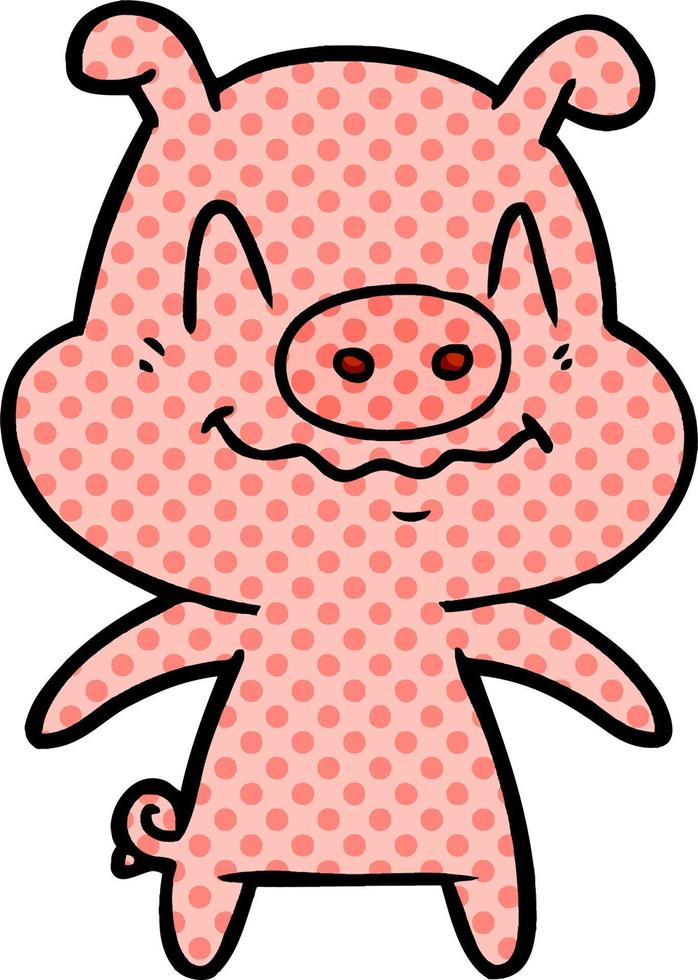 nervous cartoon pig vector