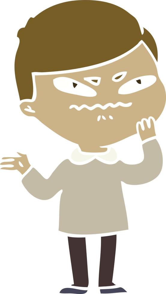 flat color style cartoon angry man vector
