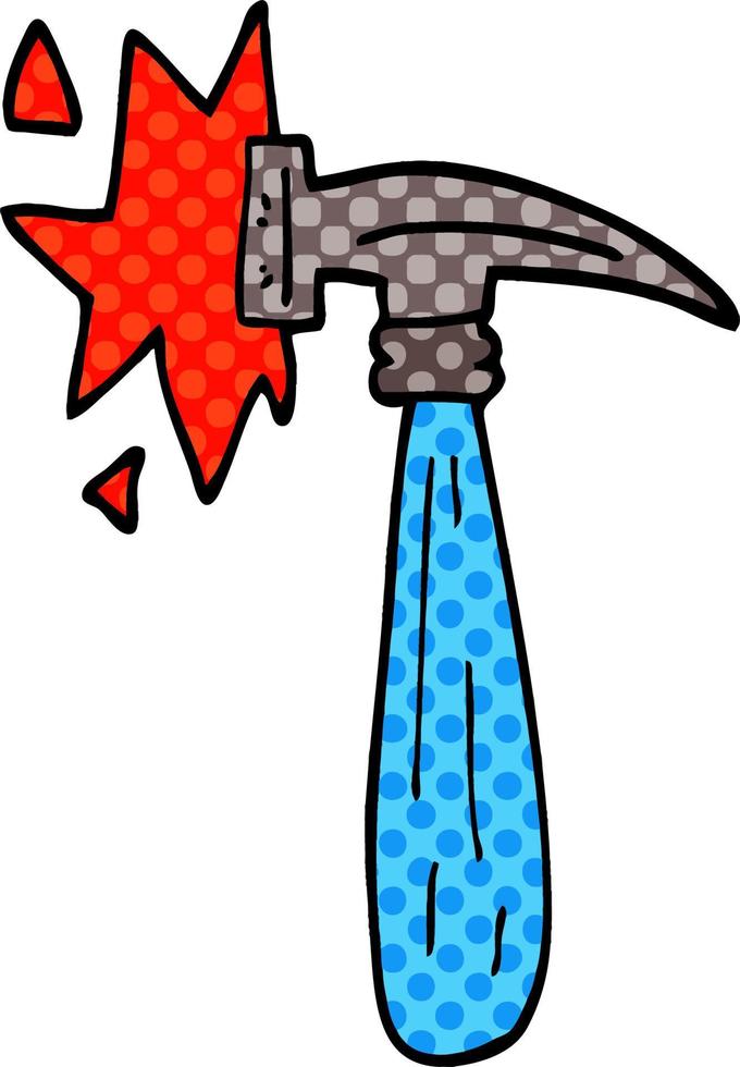 cartoon doodle hammer banging vector