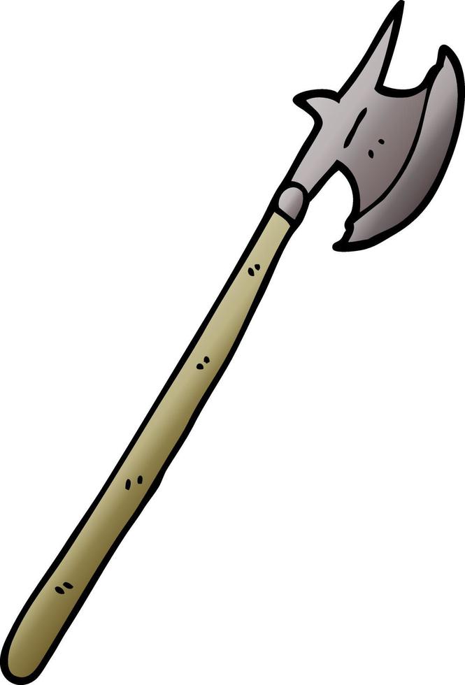 cartoon doodle medieval halberd vector