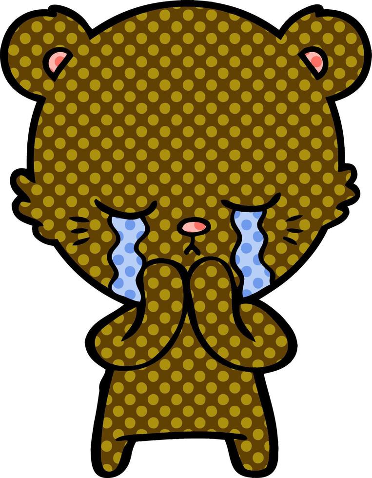 crying cartoon bear vector