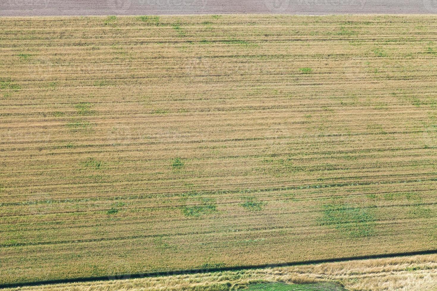 above view of agricultural harvested fields photo