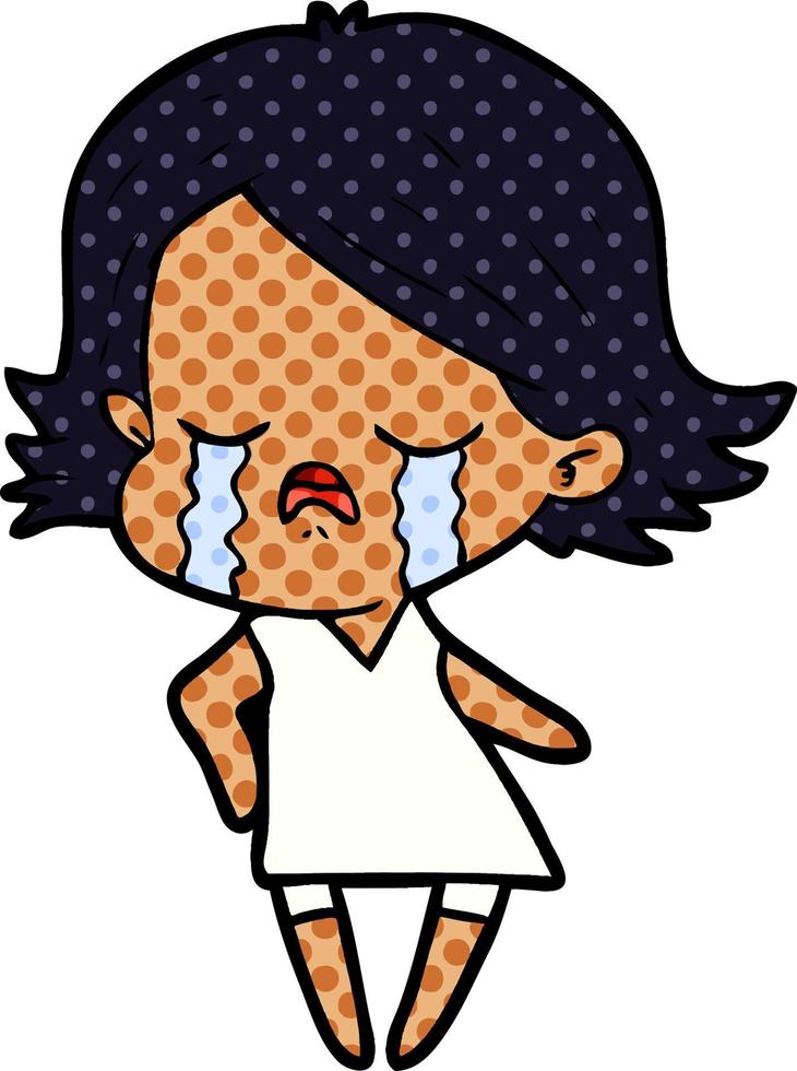 cartoon girl crying vector