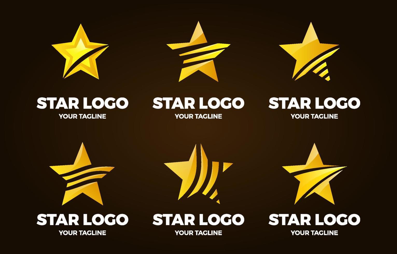 Gold Star Logo Set Collection vector