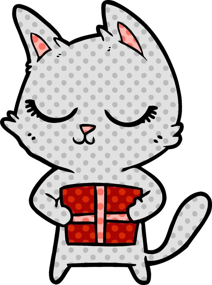 calm cartoon cat vector