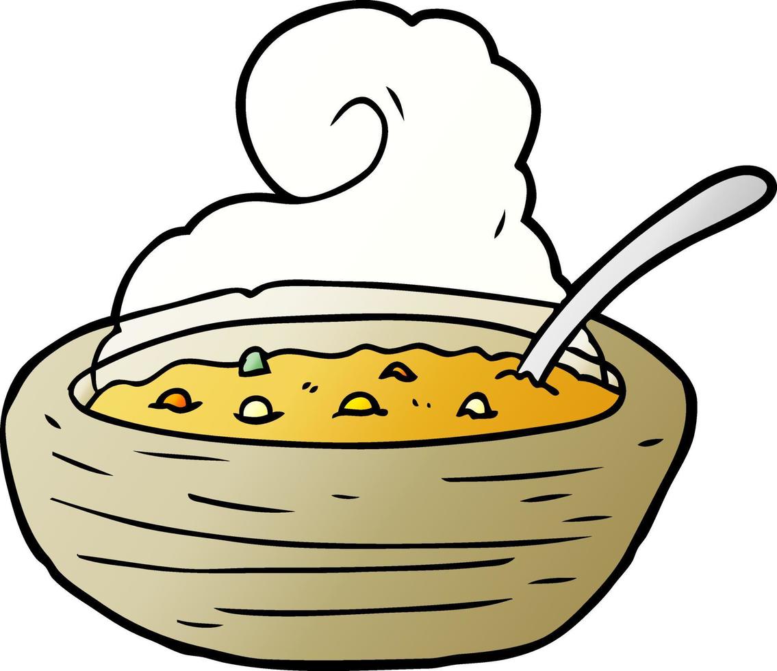 cartoon hot bowl of broth vector