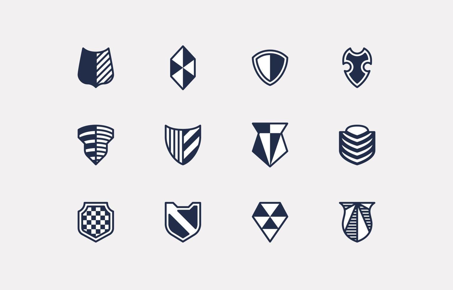 conjunto de iconos de escudo medieval simple 2 vector