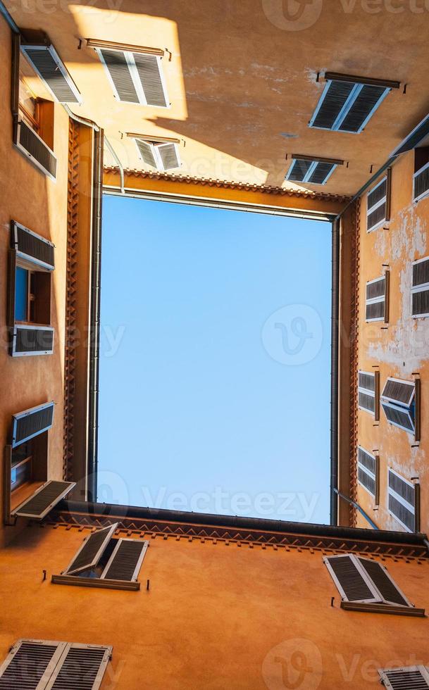 bottom view from patio in old italian urban house photo