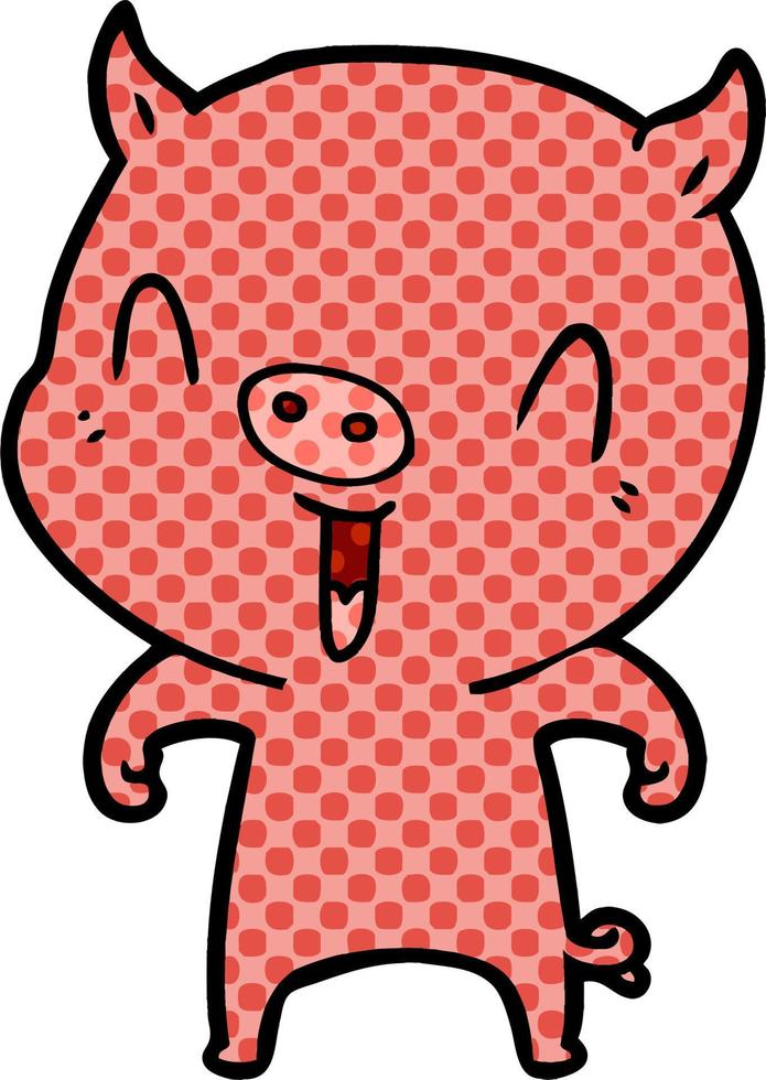 happy cartoon pig vector