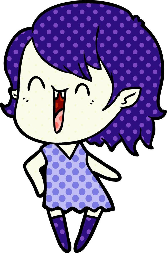 cute cartoon happy vampire girl vector
