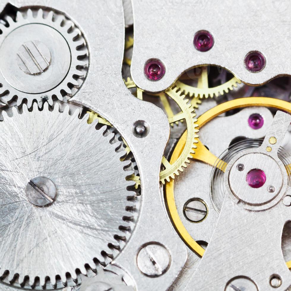 background from steel movement of vintage watch photo