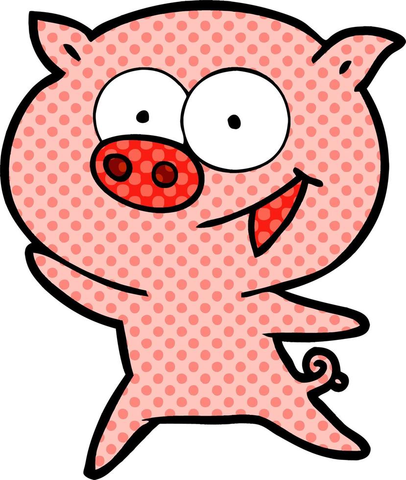 cheerful pig cartoon vector