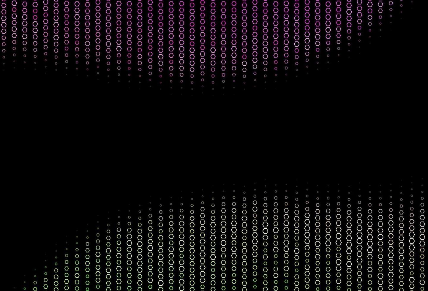 rosa oscuro, patrón vectorial verde con hexágonos coloridos. vector