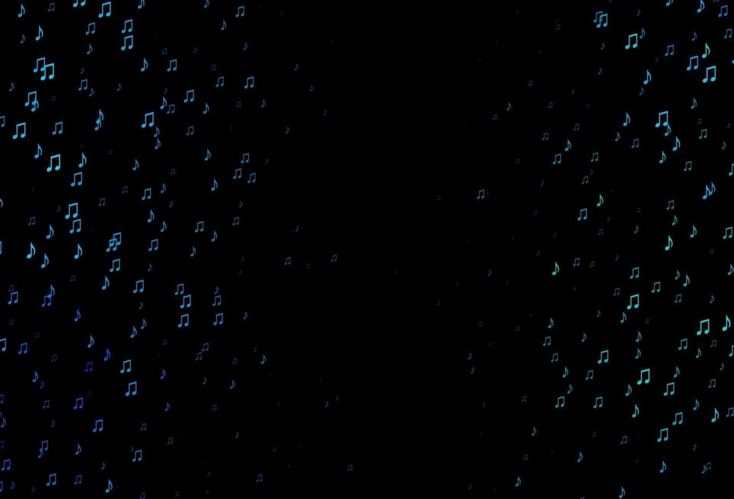 Fondo de vector azul oscuro, verde con símbolos musicales.