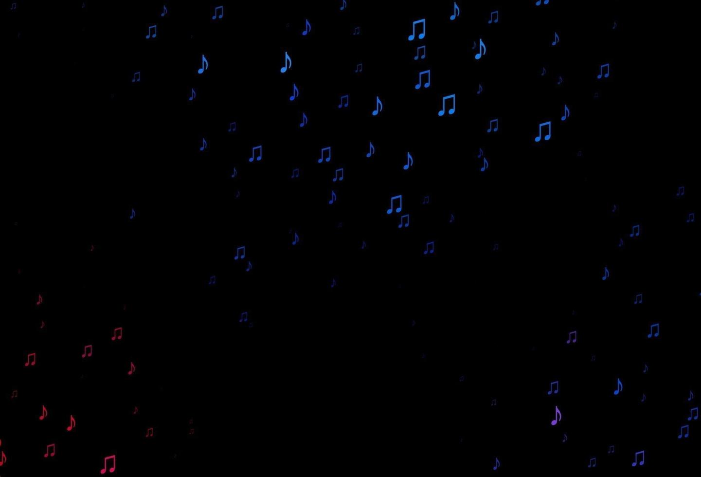 Fondo de vector azul oscuro, rojo con símbolos musicales.