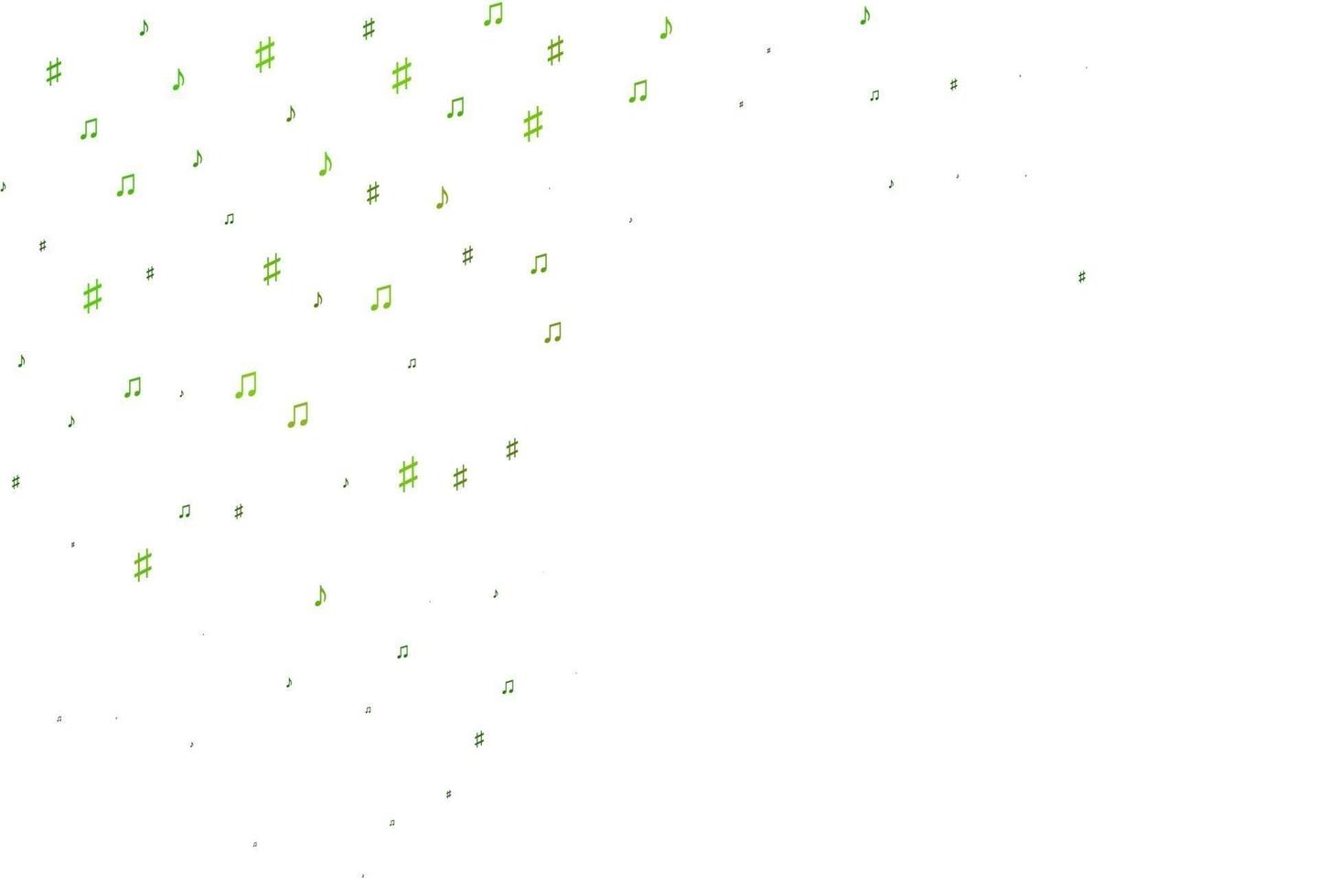 fondo de vector verde claro con símbolos musicales.