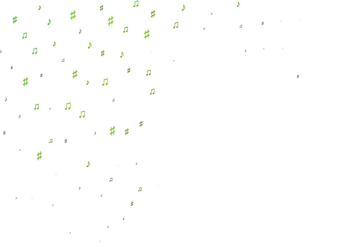 Light Green vector background with music symbols.