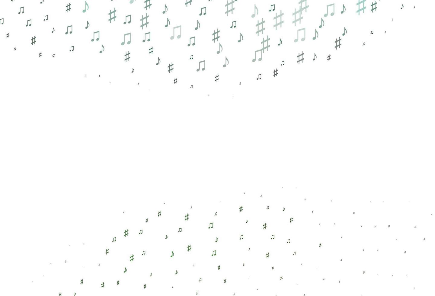 textura de vector verde claro con notas musicales.