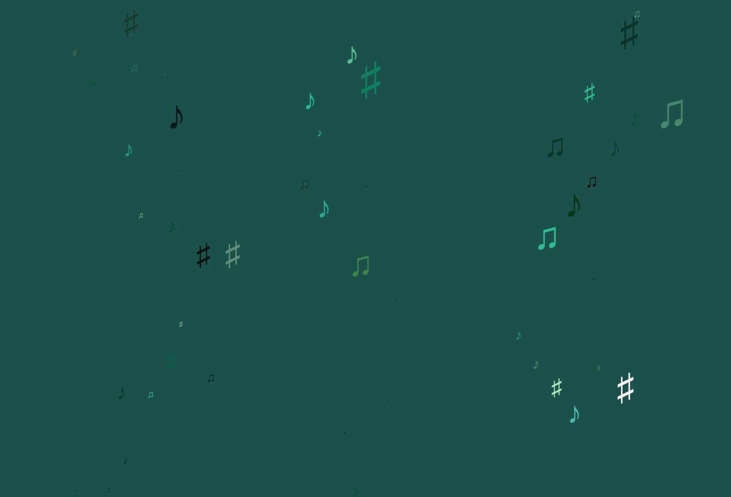 telón de fondo de vector verde claro con notas musicales.