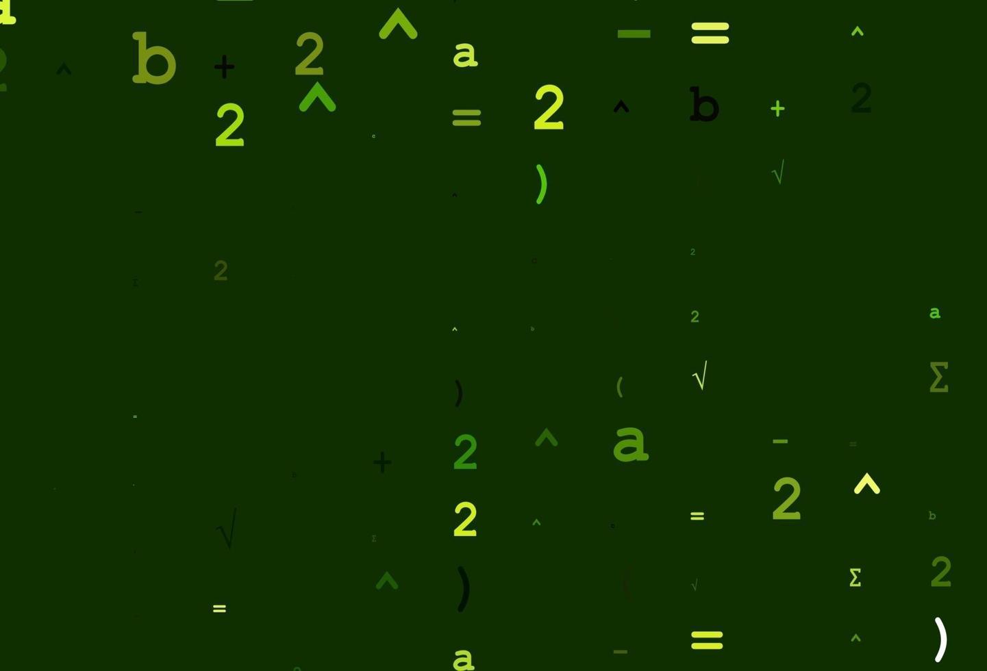 textura vectorial verde claro con símbolos matemáticos. vector