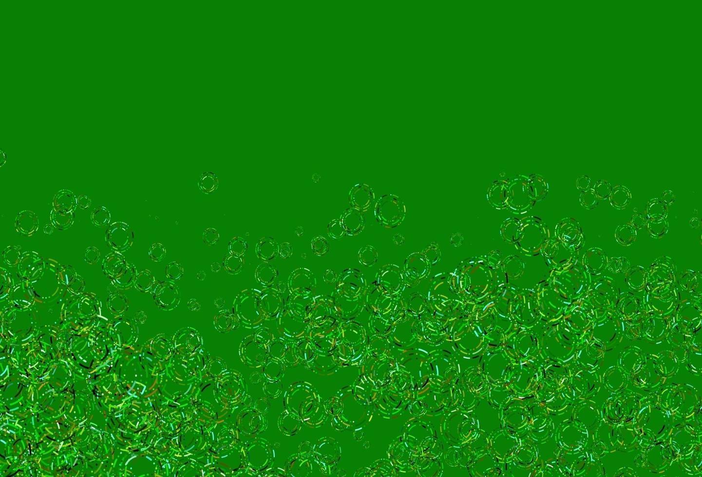 Fondo de vector verde claro, amarillo con burbujas.