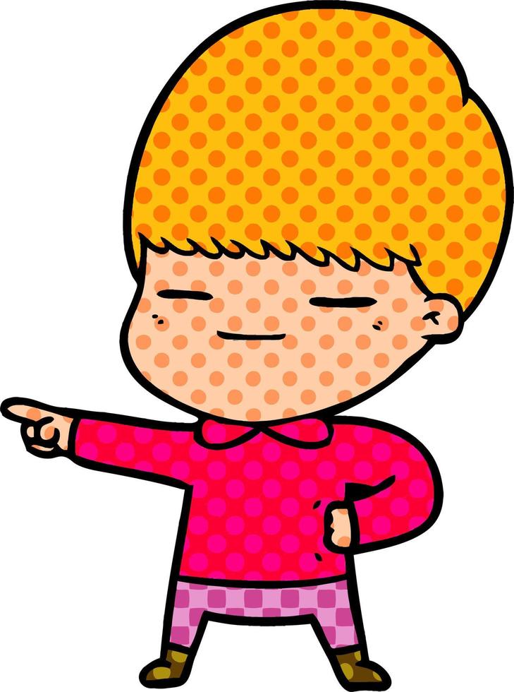 cartoon smug boy vector