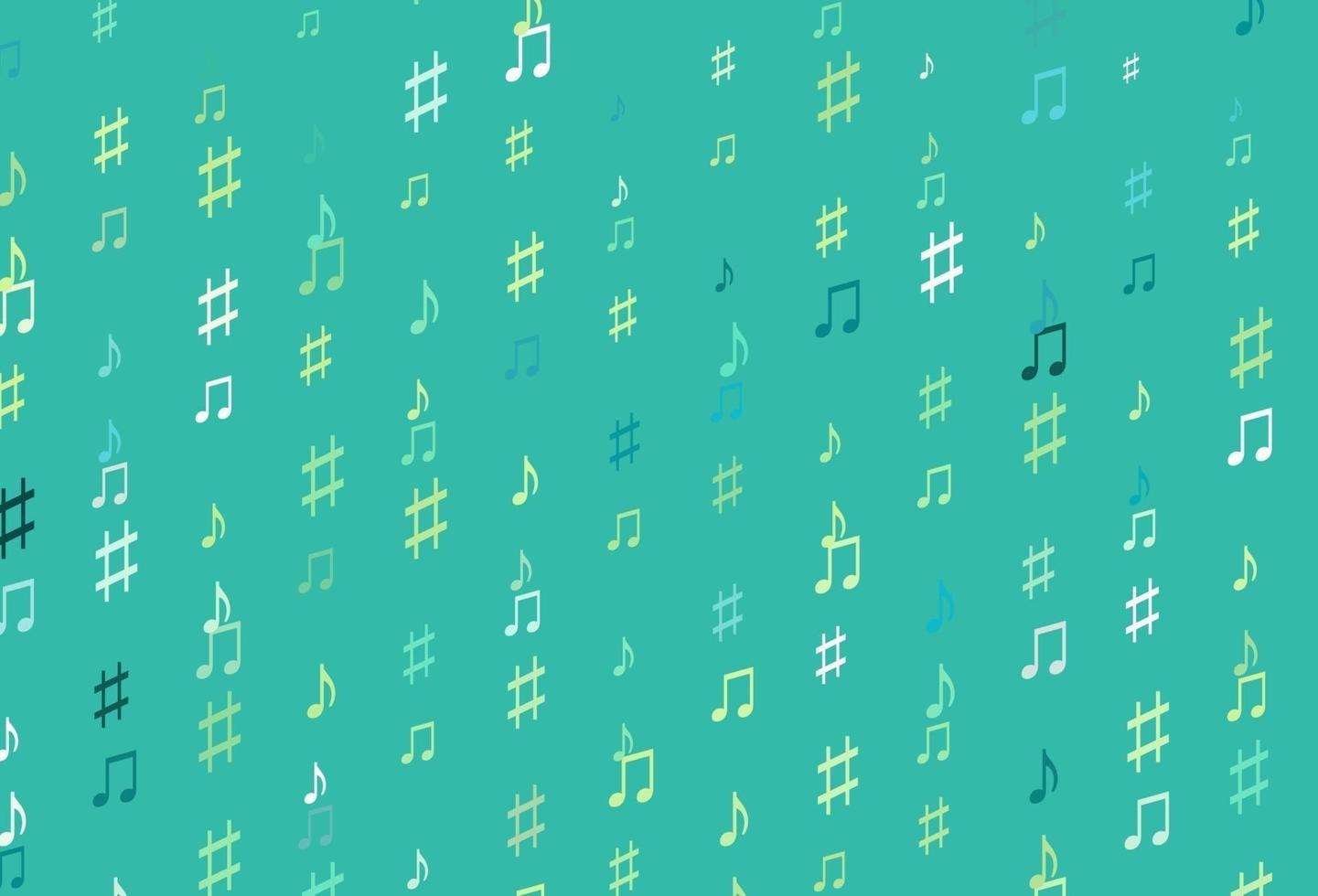 Light Green, Yellow vector pattern with music elements.