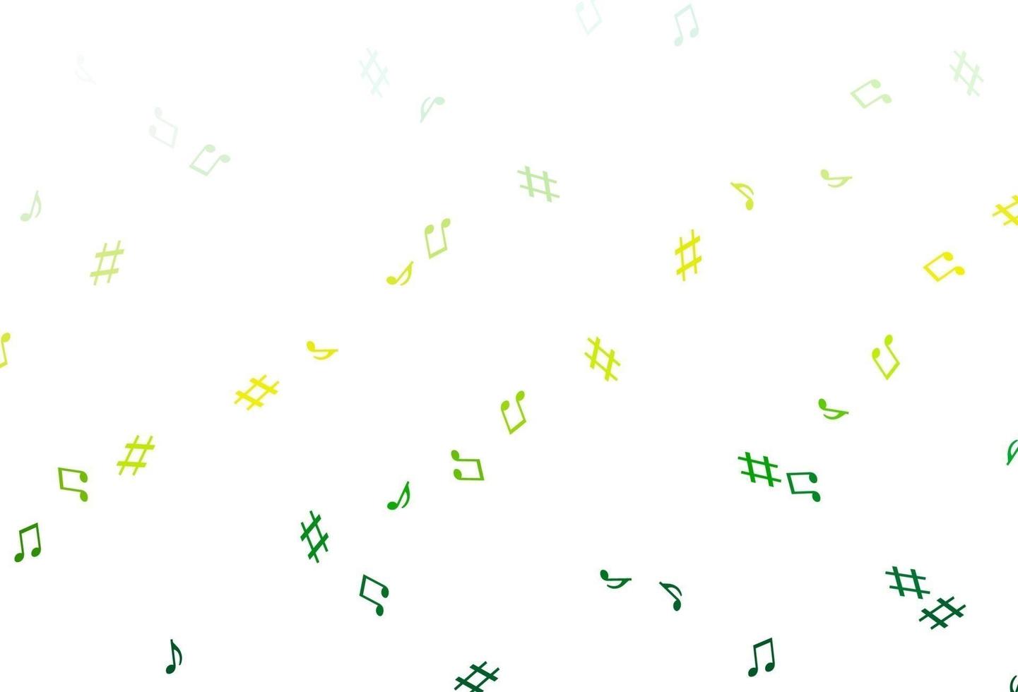 patrón de vector verde claro, amarillo con elementos musicales.