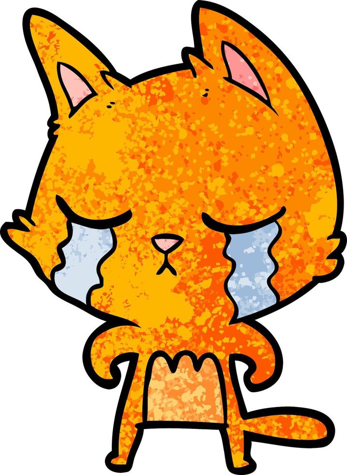 crying cartoon cat vector