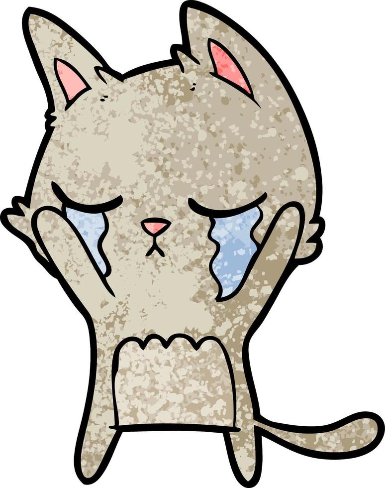 crying cartoon cat vector