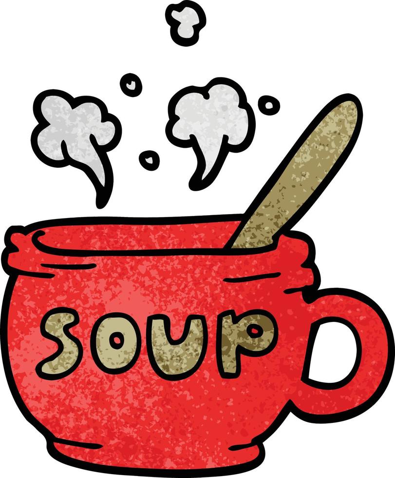 cartoon doodle of hot soup vector