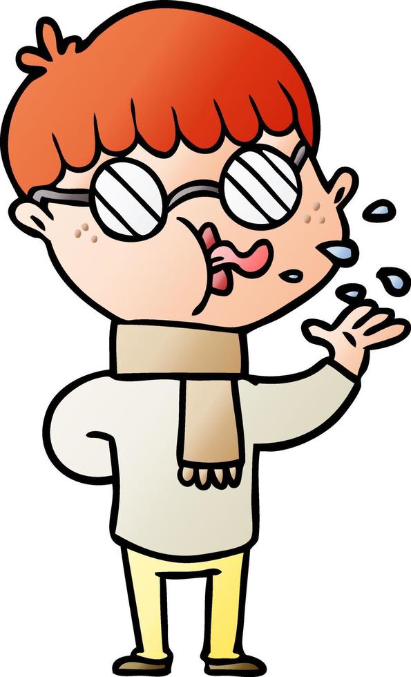 cartoon boy wearing spectacles vector