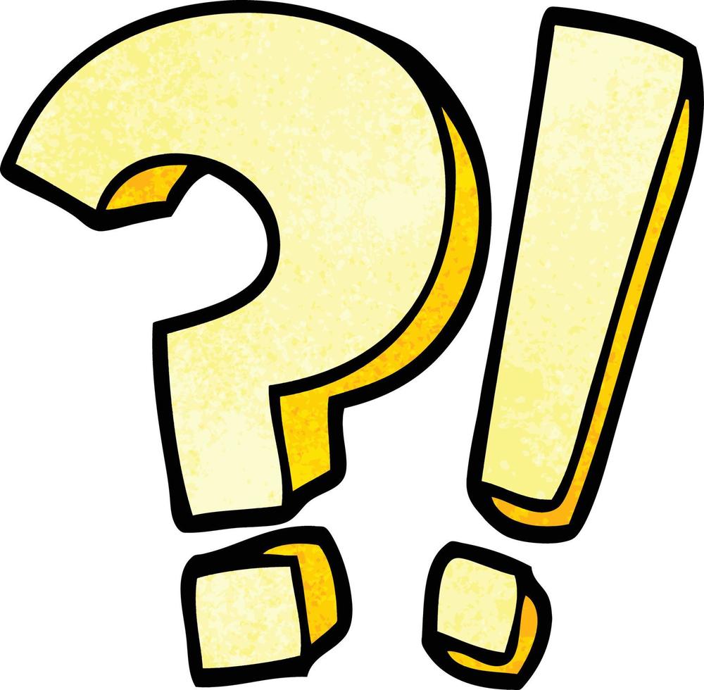 cartoon doodle question mark and exclamation mark vector