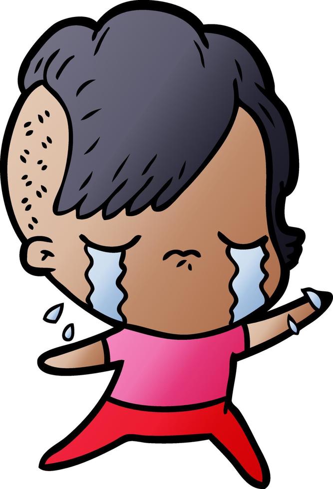 cartoon crying girl vector