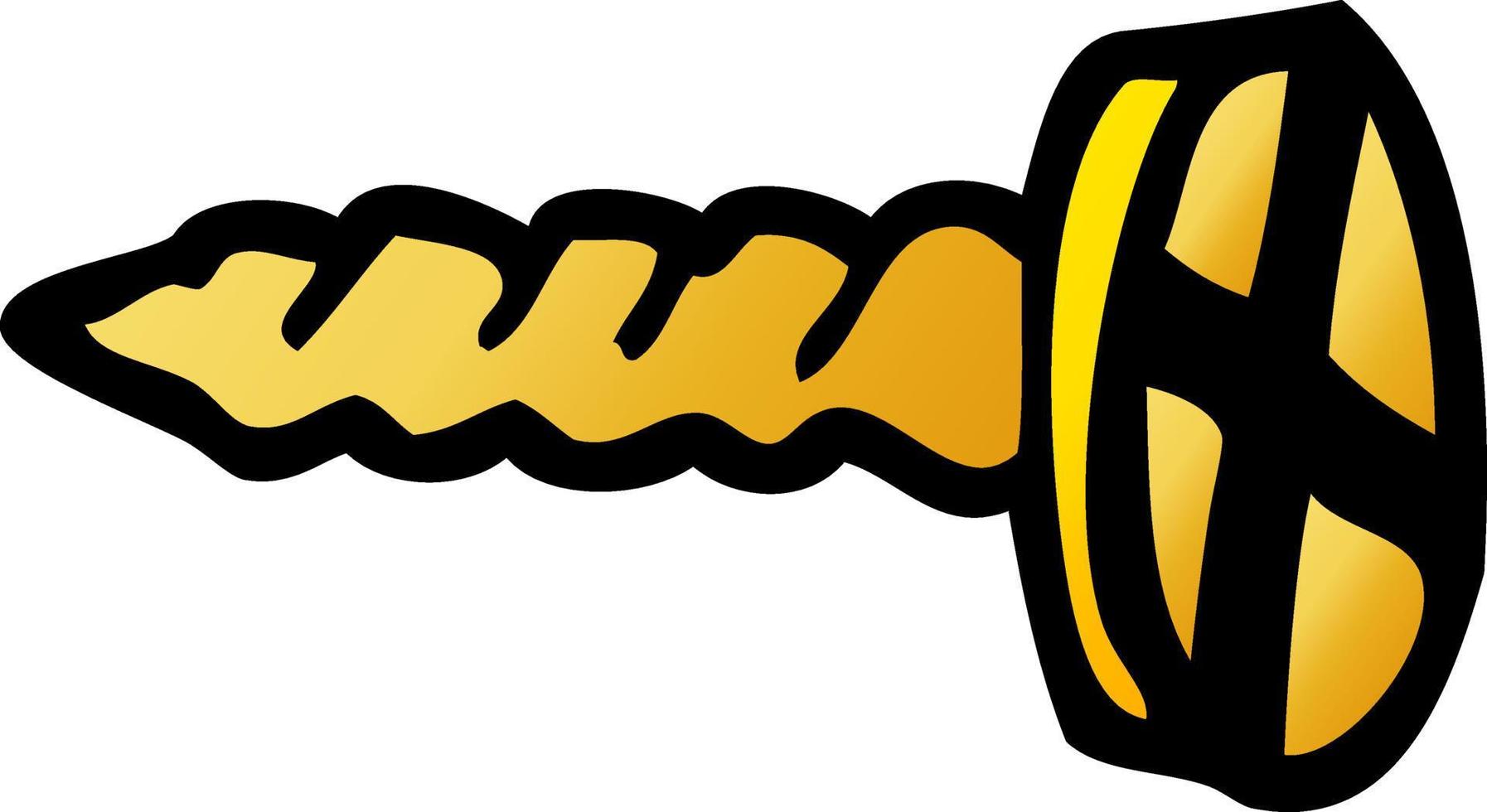 cartoon doodle old brass screw vector