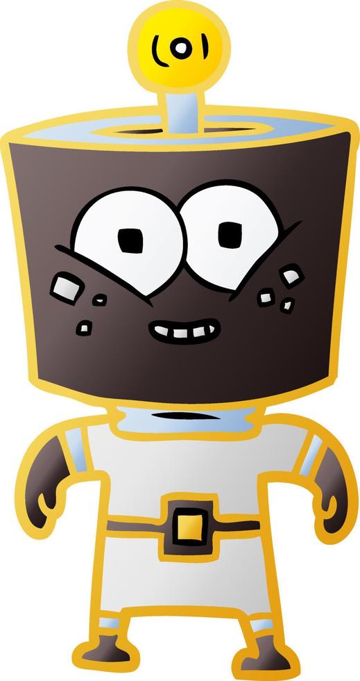 feliz robot de dibujos animados energizado vector