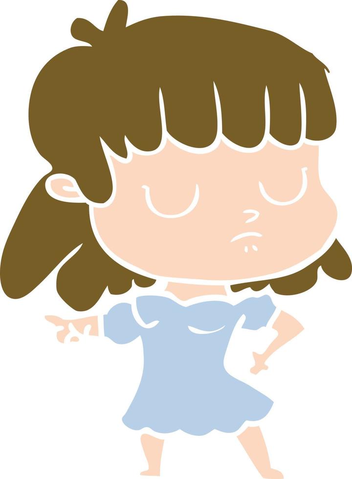 flat color style cartoon indifferent woman vector