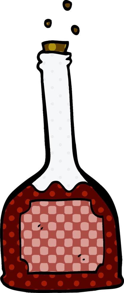 cartoon doodle bottle of red wine vector