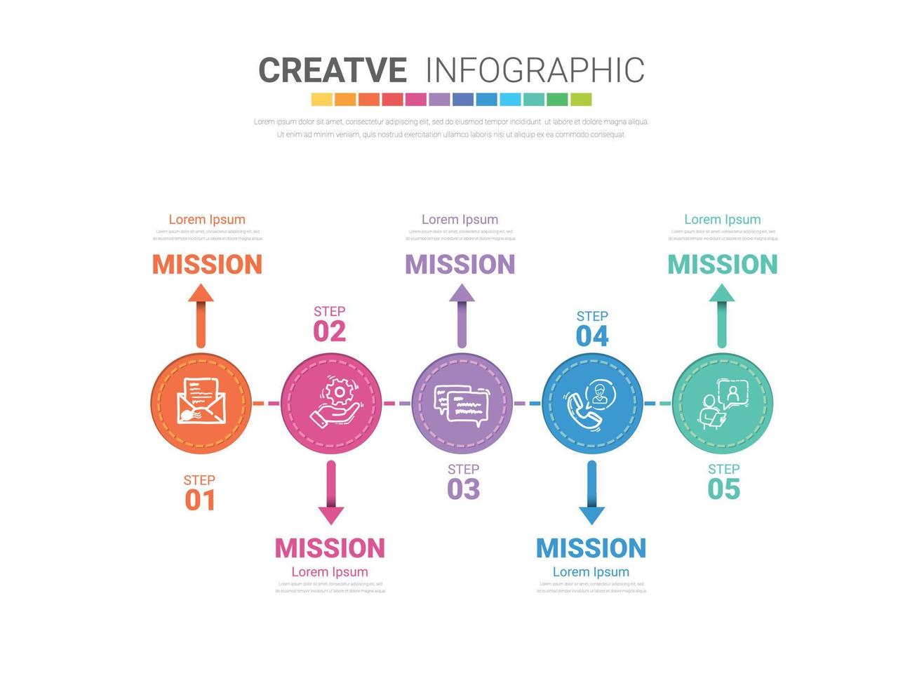 Timeline infographic template with 5 options. vector