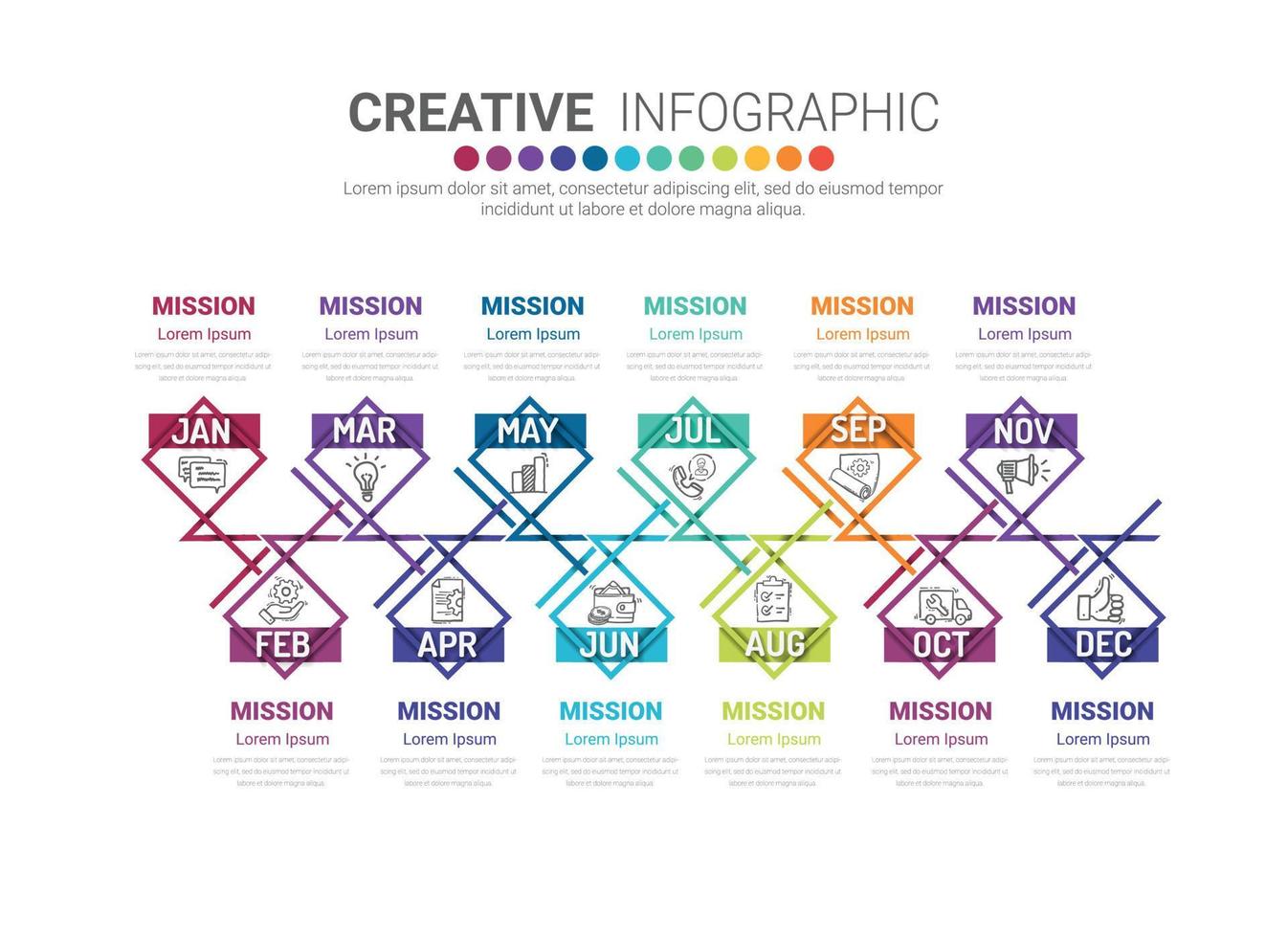 Infographics element design for all month. vector