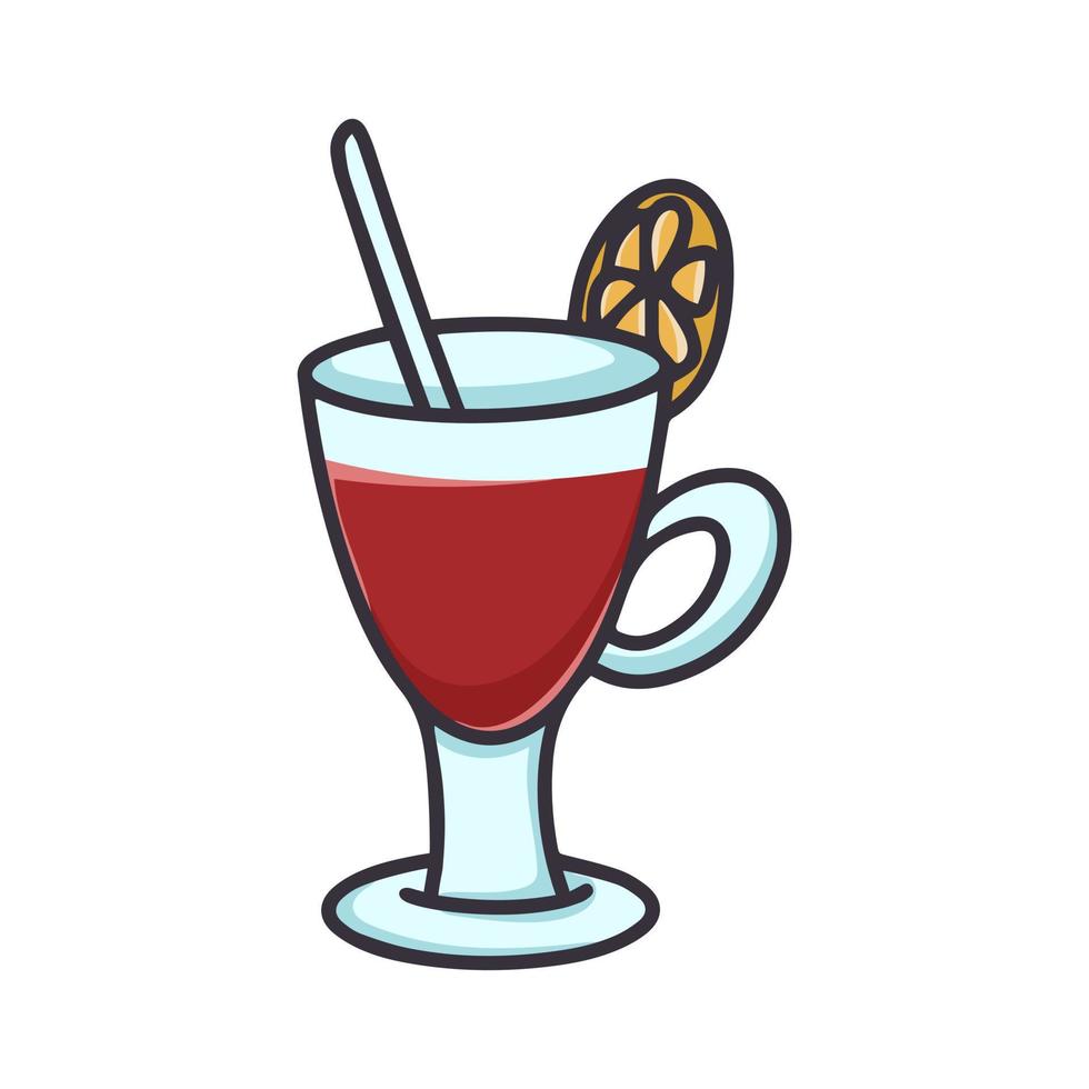 bebida en vaso vaso adornado con una rodaja de limón clipart de dibujos animados vector