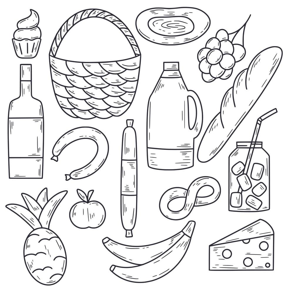 Picnic food doodle set 12240502 Vector Art at Vecteezy