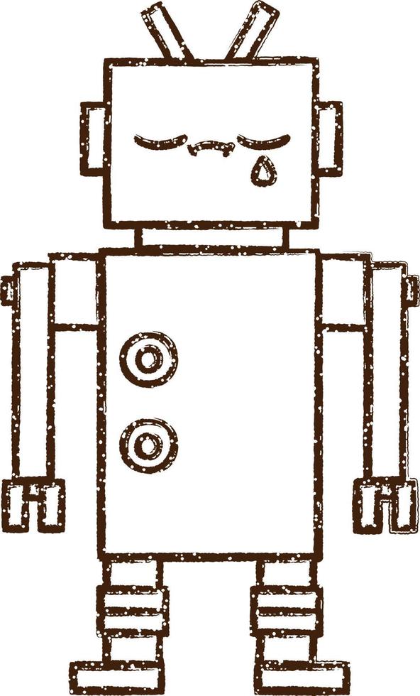 Robot Charcoal Drawing vector
