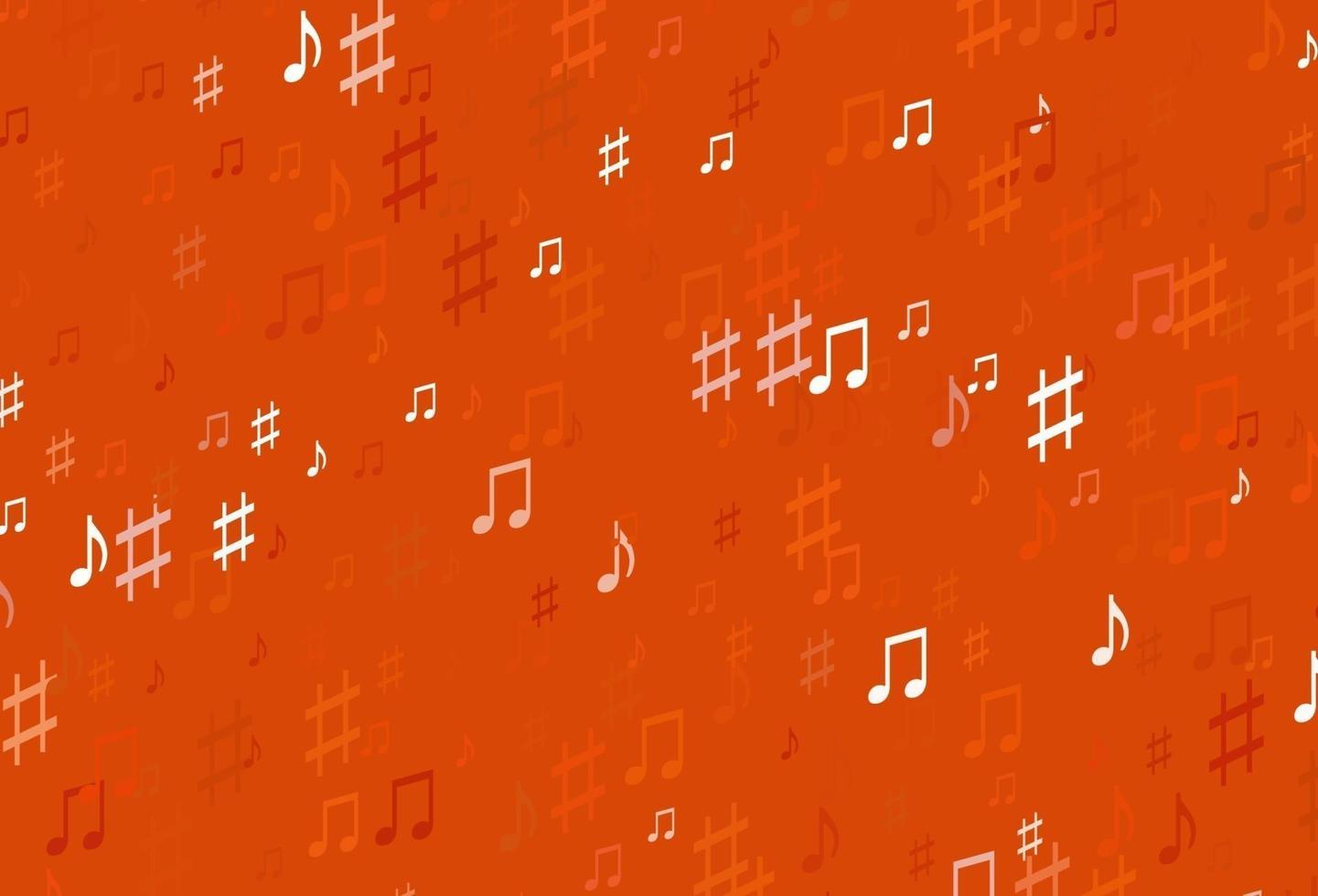 Light Orange vector background with music symbols.