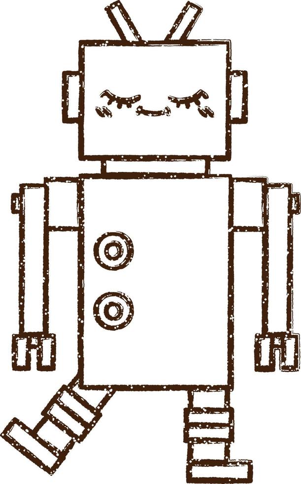 Robot Charcoal Drawing vector