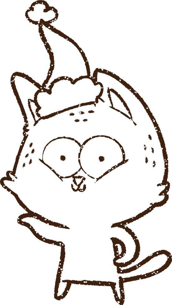 Christmas Cat Charcoal Drawing vector