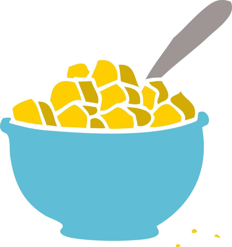 cartoon doodle bowl of cereal vector